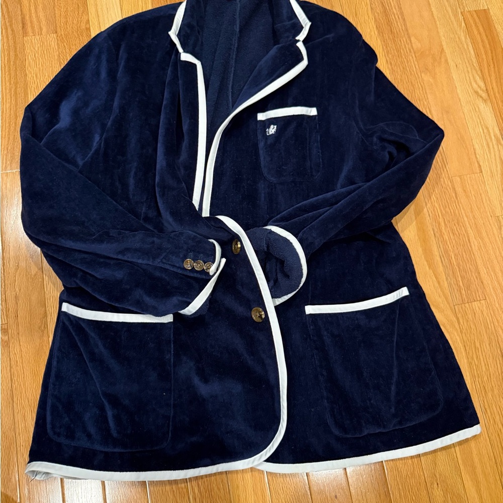 Men's Navy Blue & White Terry Cloth Toweling Blazer